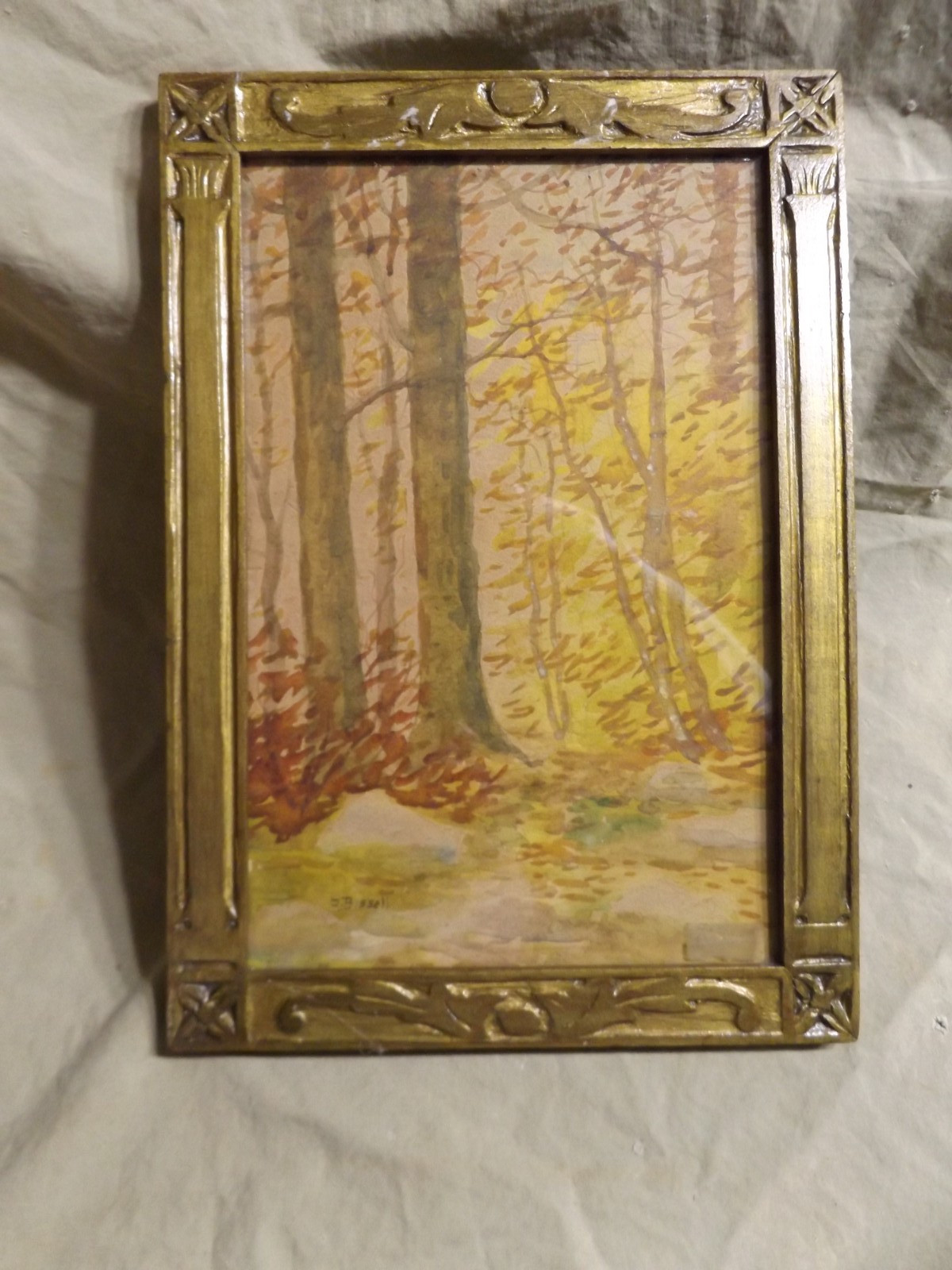 Antique Original Watercolor ça 1900 by Listed Artist Susan Bissell Period Frame