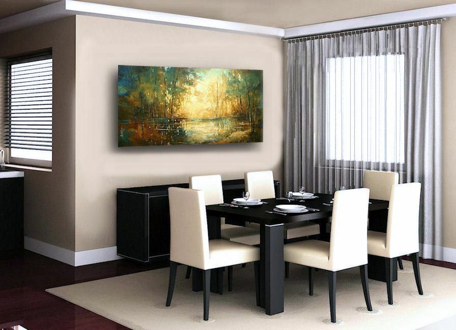 Landscape Art Original Palette Knife Painting Contemporary Mix Lang cert. Unique