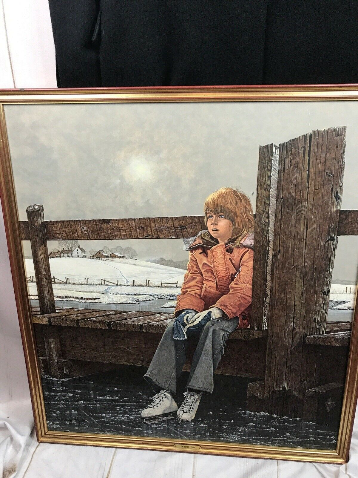 Large Portrait By Listed Maryland Artist Anthony J. Hyde 29×32 “ Winter Sun”.