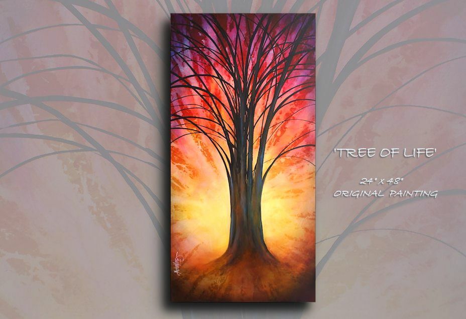 vertical landscape Tree of life movement depth red yellow life Michael Lang