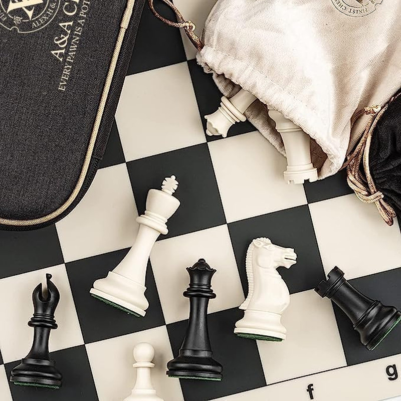 Tournament Chess Set/ 20»X20» Foldable Silicone Chess Board / 3.75» King Heig