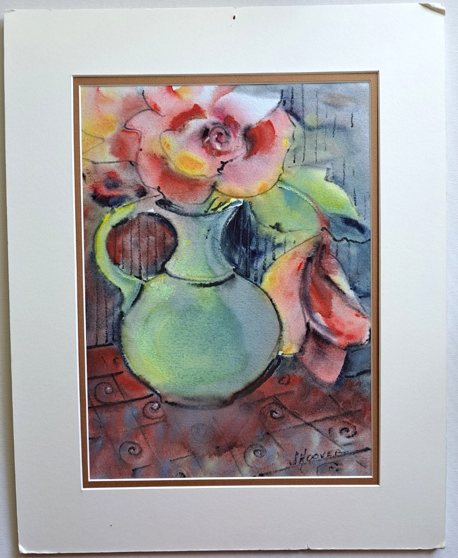 Joseph Hoover (b 1939) Floral Still Life Original Watercolor Painting Signed Art