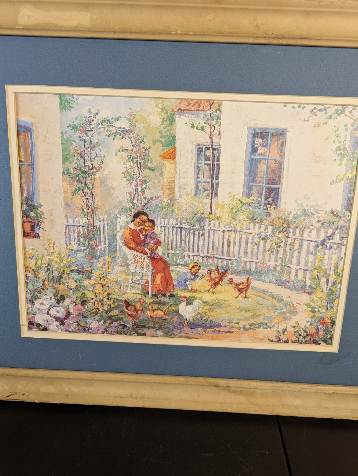 African American Art Print Mom With Child In A Garden By Eugene La Foret