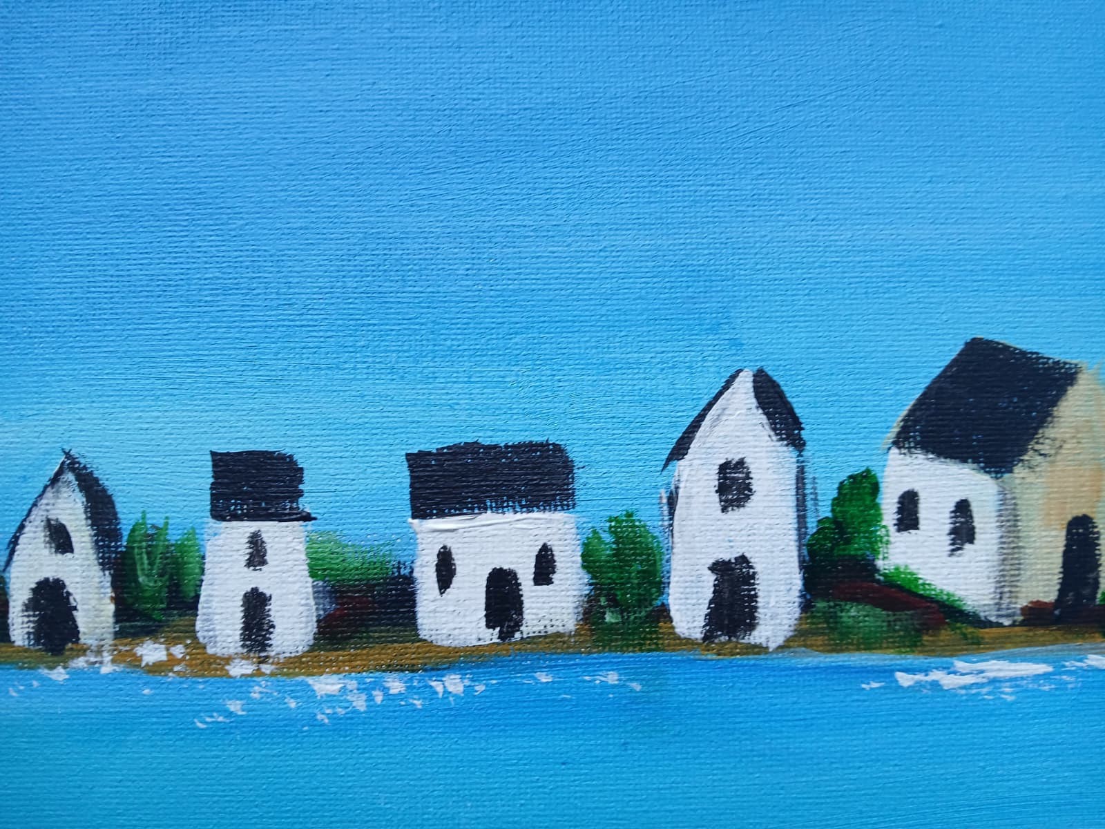 Impressionism 16×20 Seacoast Island Handmade Signed Colorful Art Painting