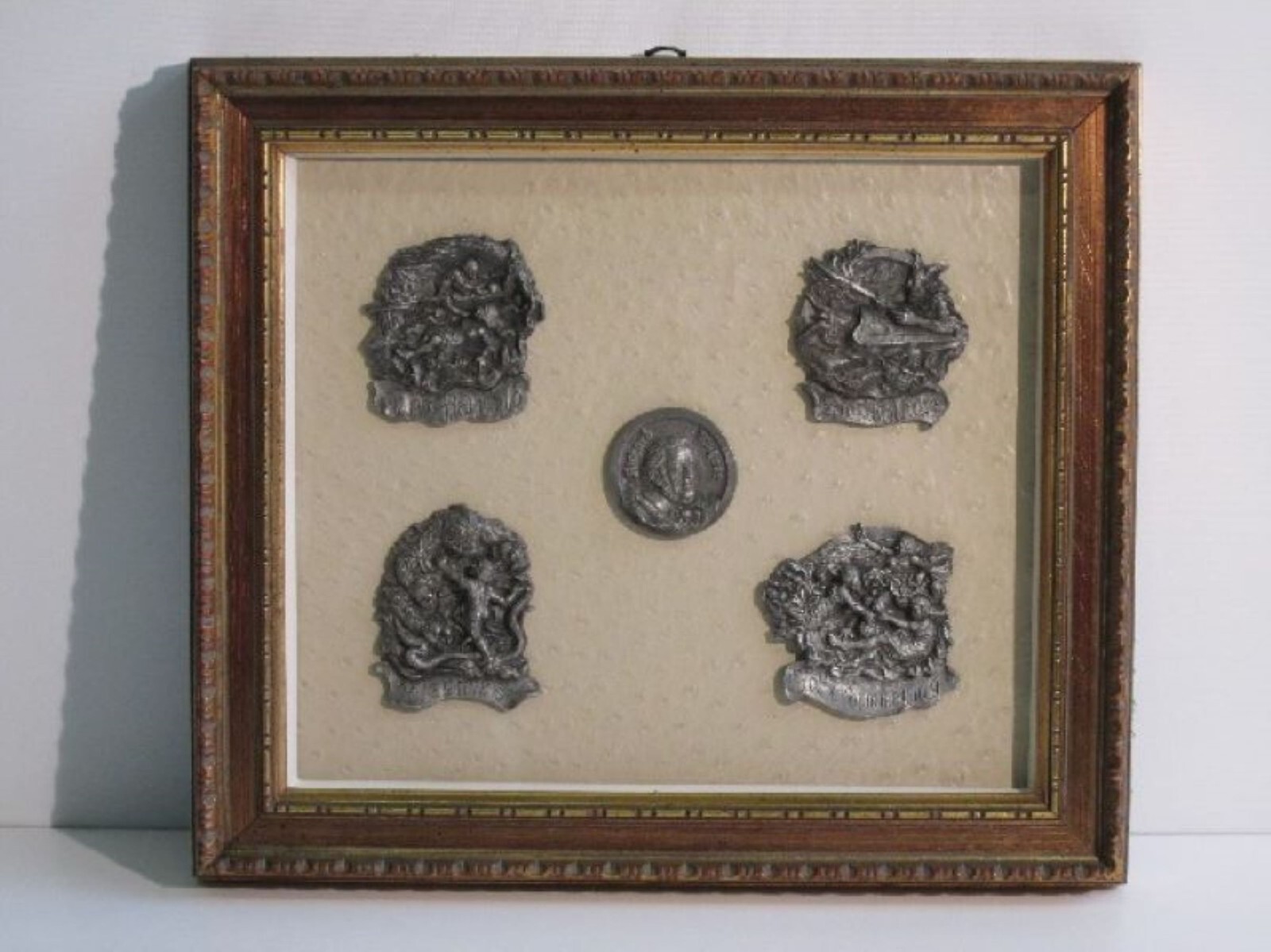 Frame Case With Miniature Sculptures In Pewter Collection XX Century