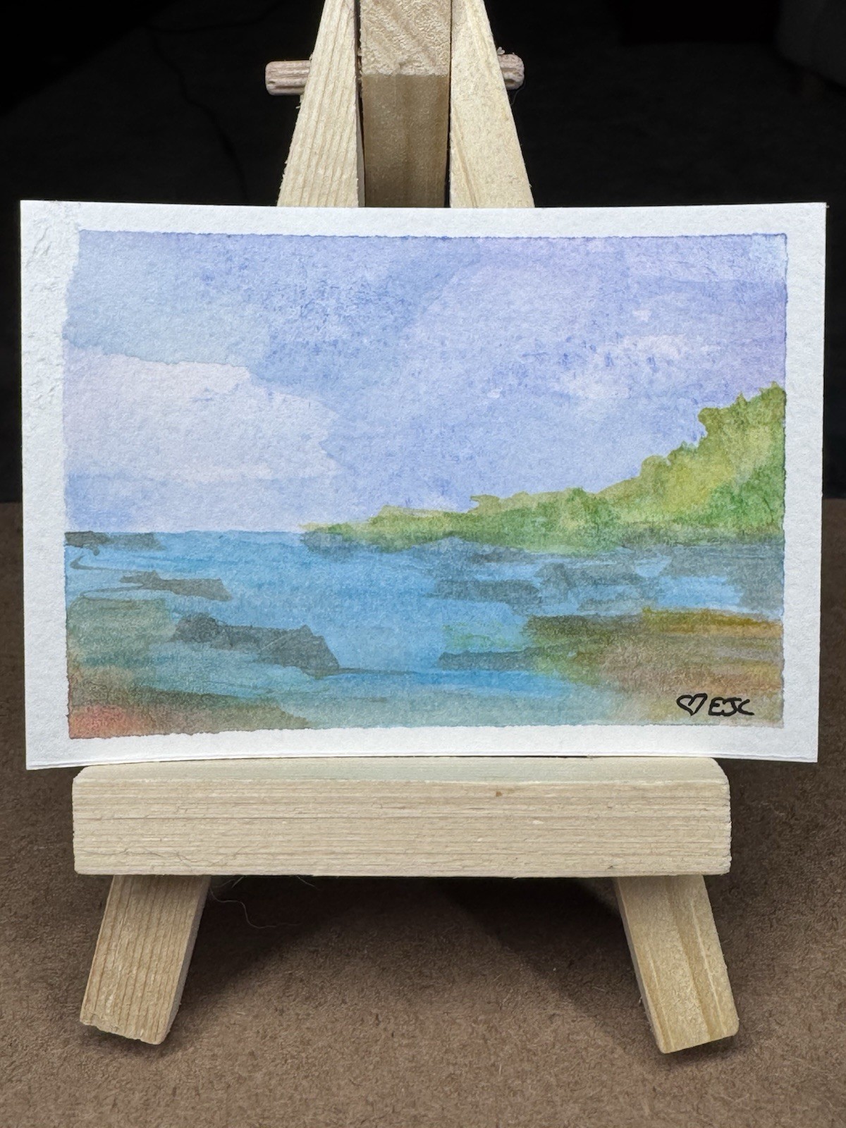 ACEO Original Watercolor Seascape “Beyond the Horizon” Emmyjocreatesart