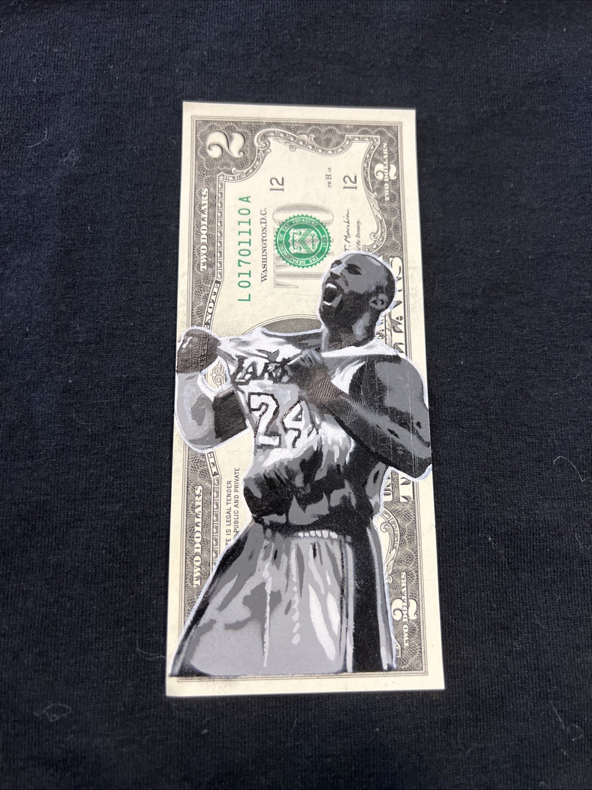 Kobe Bryant 2 Dollar bill painting Tattoo Art Graffiti Art Original Street Art