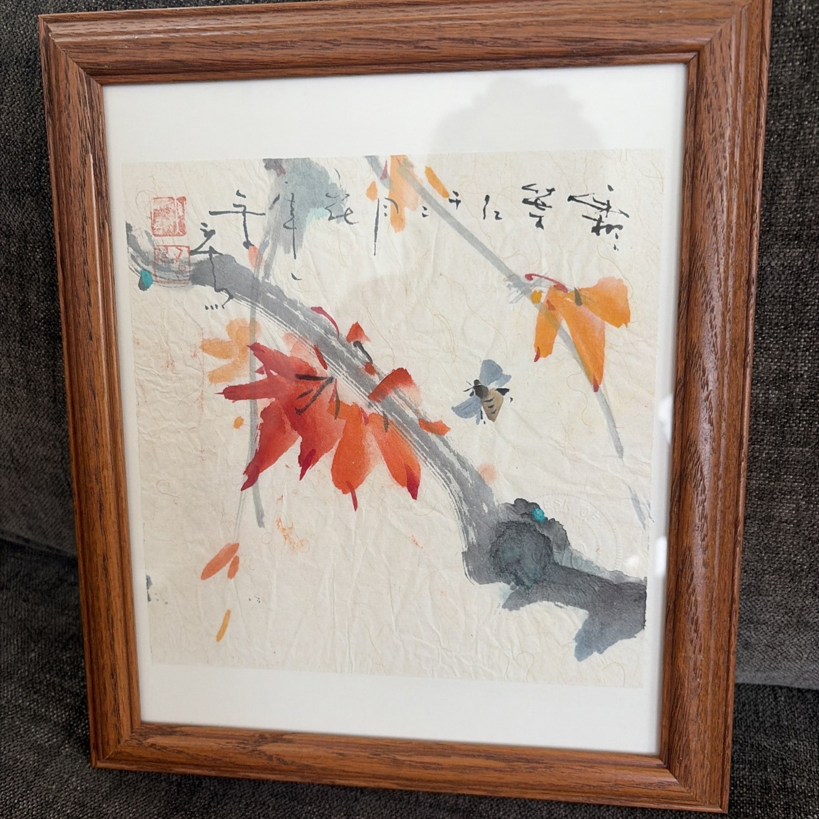 2 Signed Original Chinese Traditional Watercolors Hibiscus John H Chen Stamped