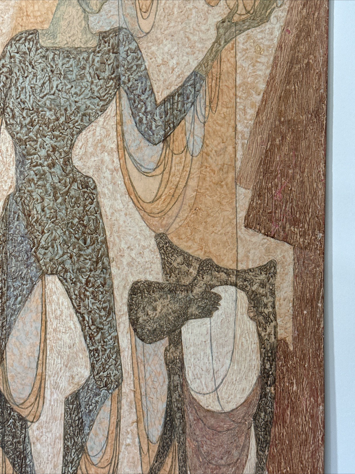 MID CENTURY PAINTING ABSTRACT GEOMETRIC CUBIST CUBISM MODERNISM PUPPET MASTER