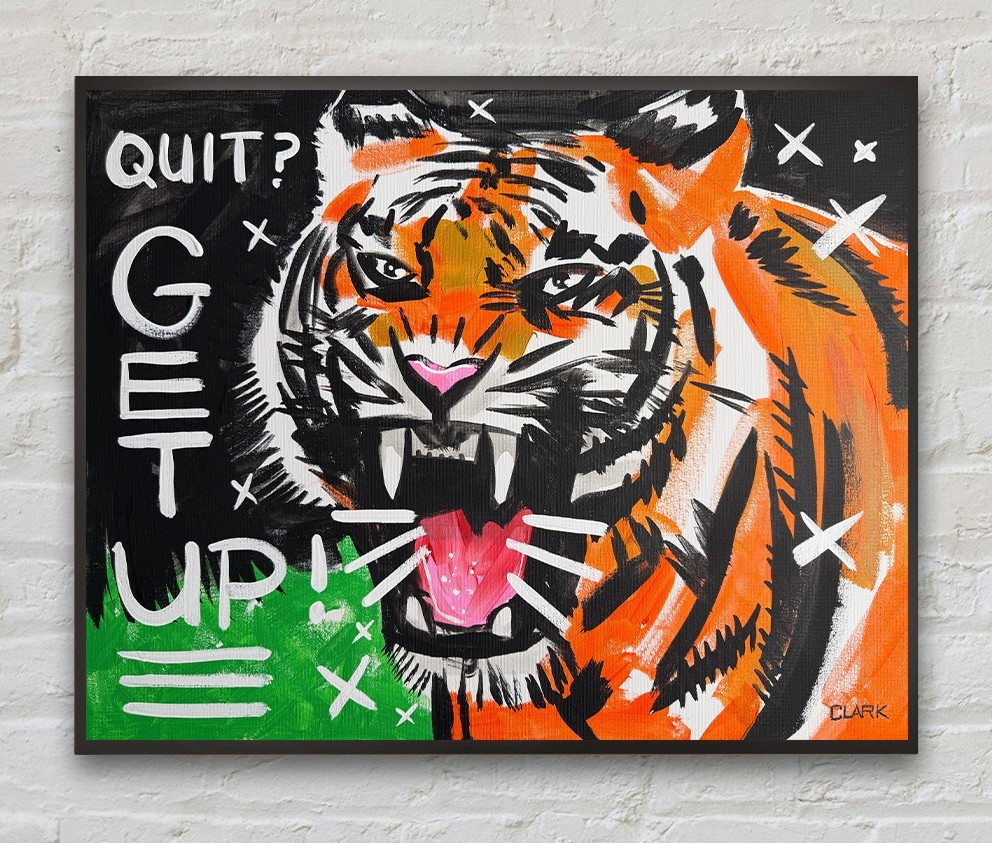 Striking Pop Art Tiger Acrylic Painting On 16×20″ Stretched Canvas