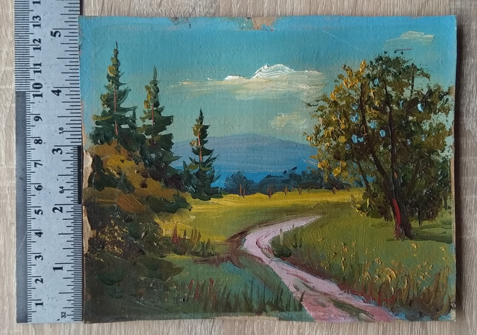 Summer Landscape Vintage Original Oil Painting soviet Ukrainian Artist 1992