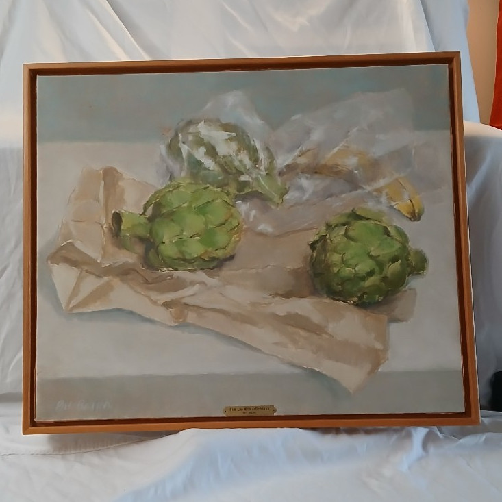 Framed Still Life Vegetables Painting, Medium Single Piece Food & Drink Theme