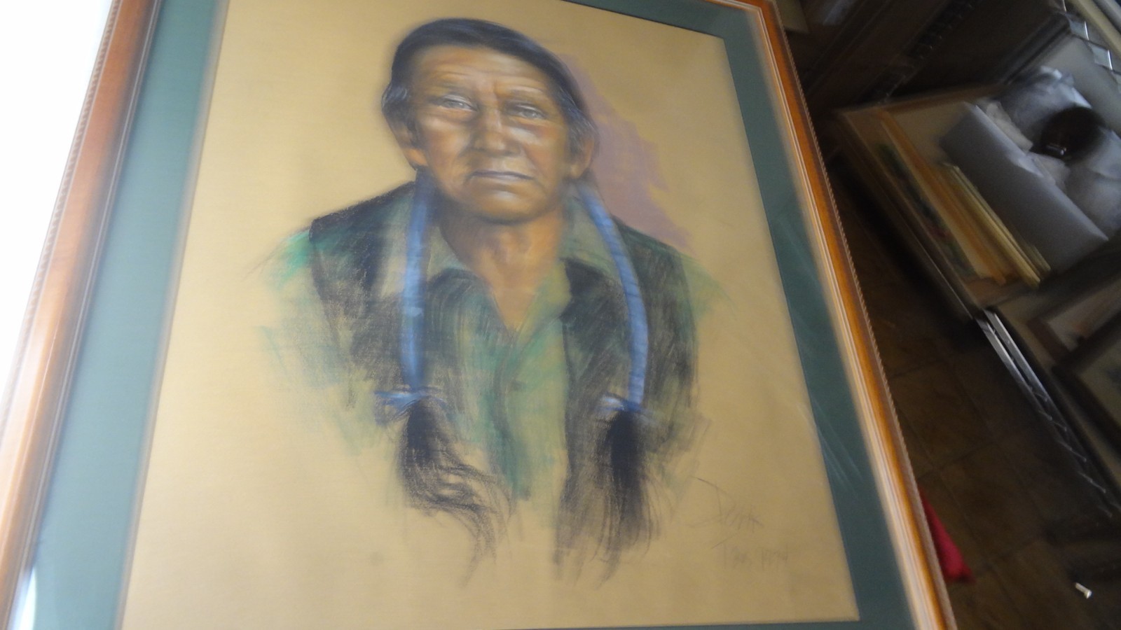 Signed Pastel Painting of an American Indian…Taos,New Mexico…Dated 1974