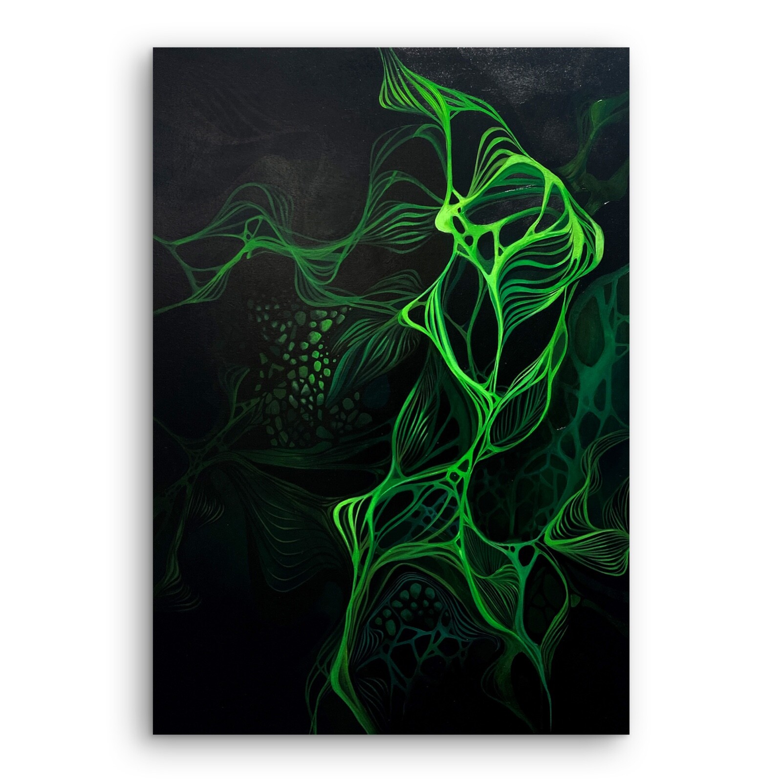 Acrylic painting Emerald Vortex: Enigmatic Green Abstraction – Earth Matrix