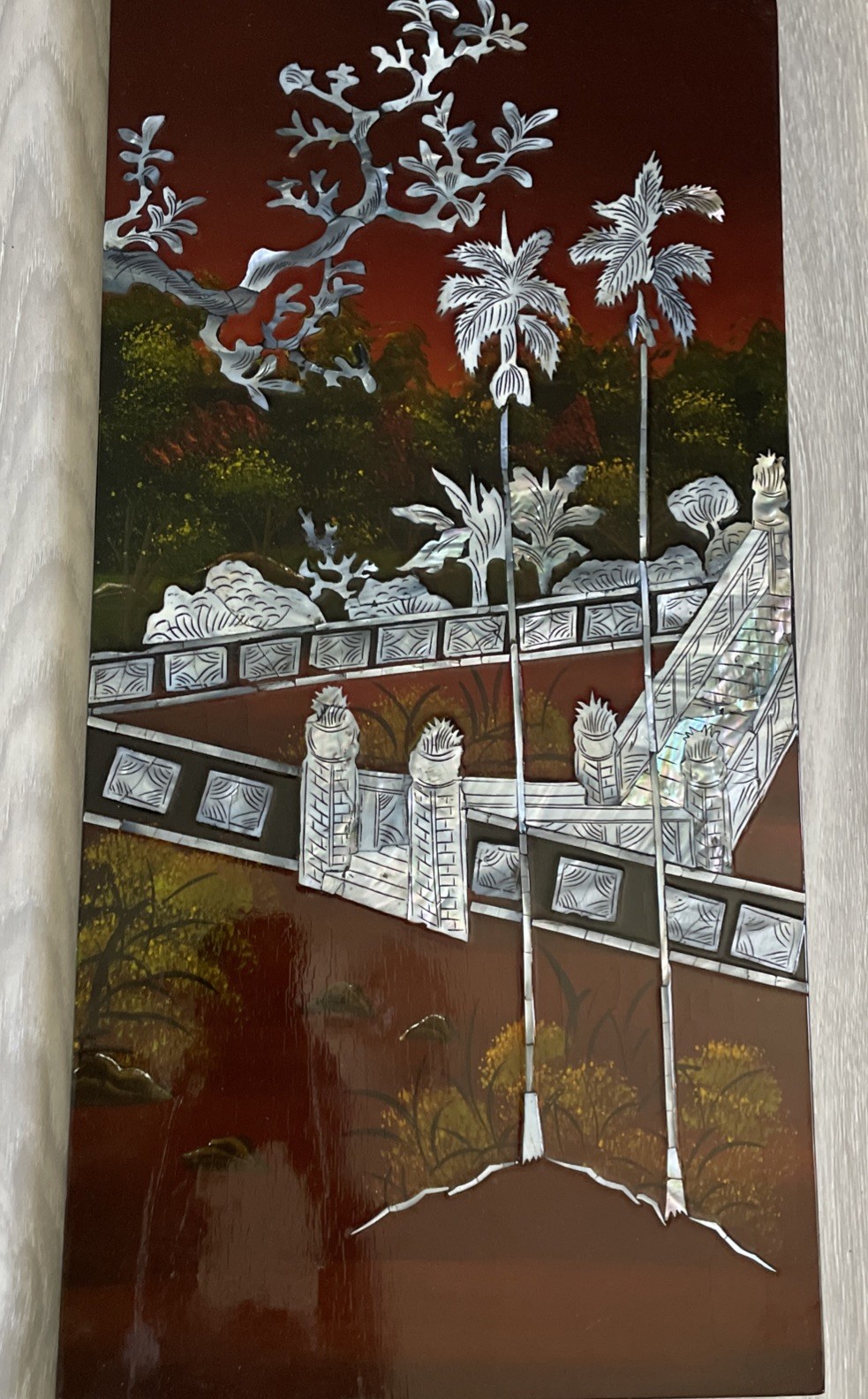 Asian Vietnamese 4 Lacquer Piece Artwork 23″HX45.6″L