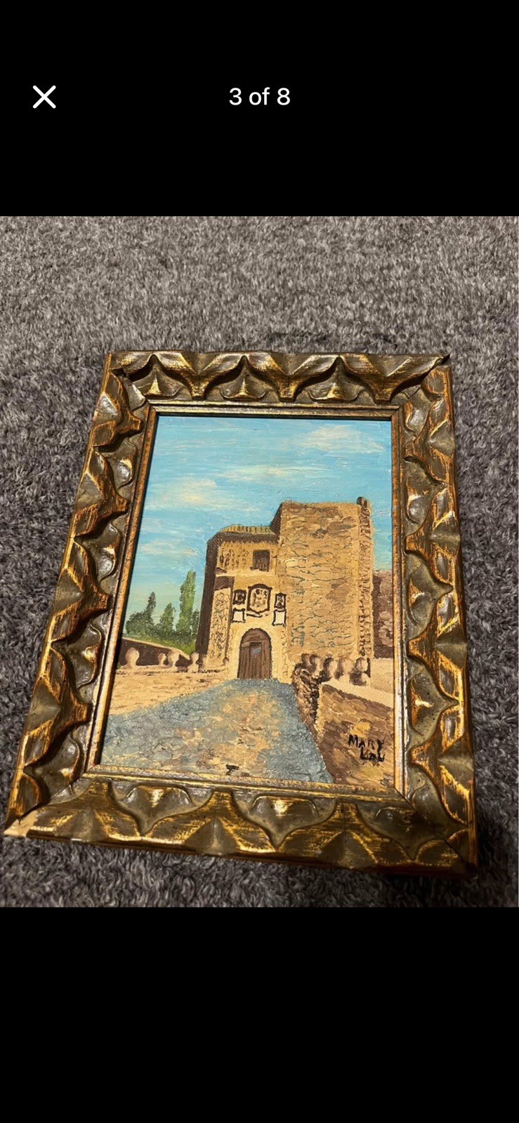 Vintage Mid‑Century Old World Architecture Oil Paintings Set Of 4 Castle Spain