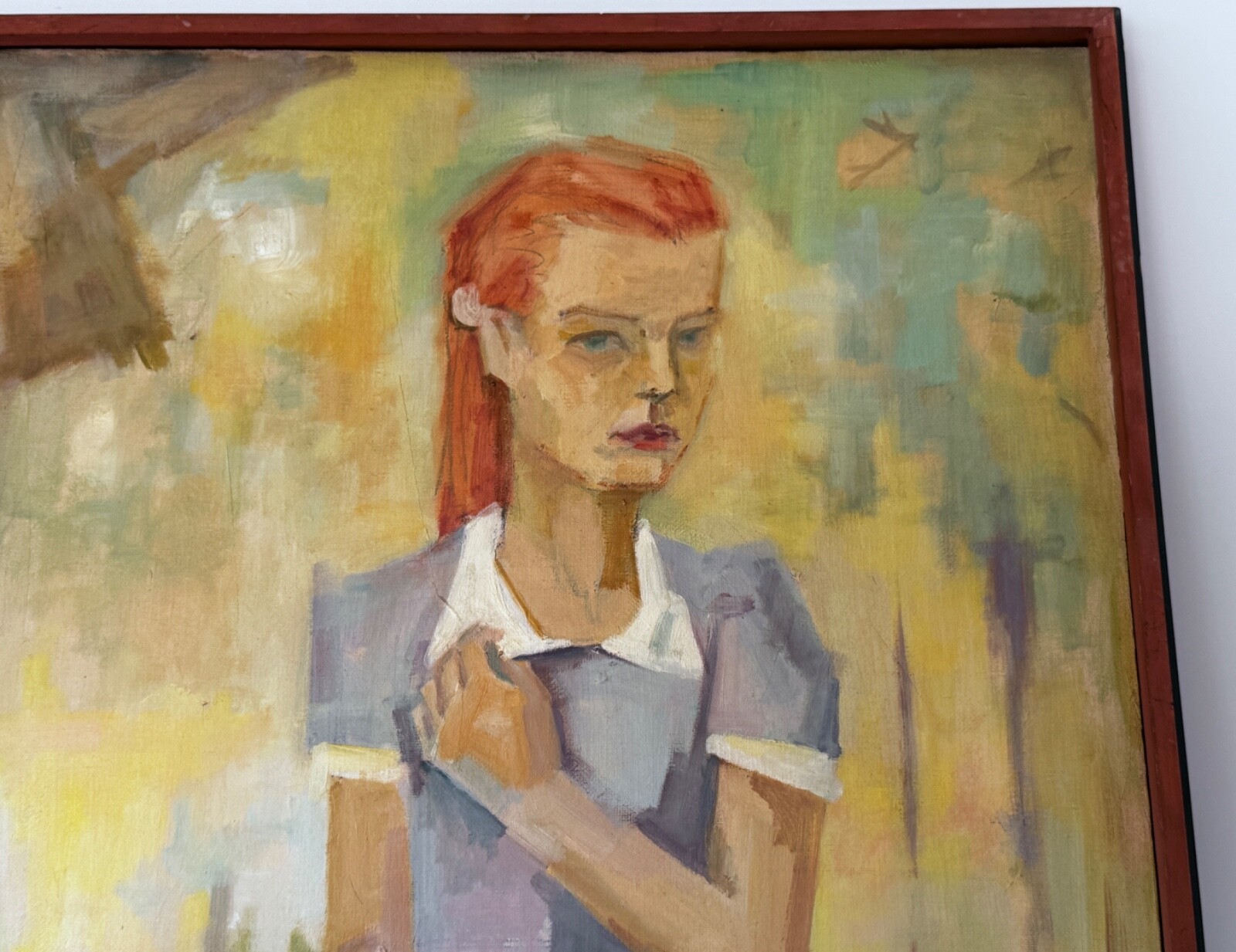 Oklahoma Hooker Mystery Artist Girl Portrait Oil Painting Vtg Contemporary Art