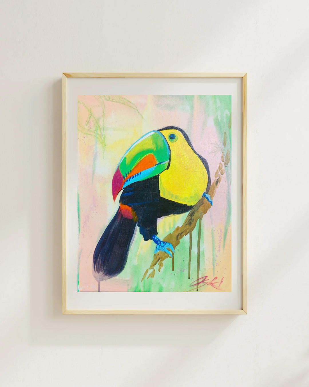 OSKI Toucan in the Tropics 11×14 Paper Fine Art Original Expressionism Painting