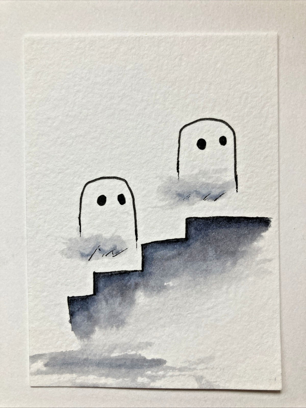 ACEO Original Watercolor Painting OOAK Monster ATC Ghost Halloween