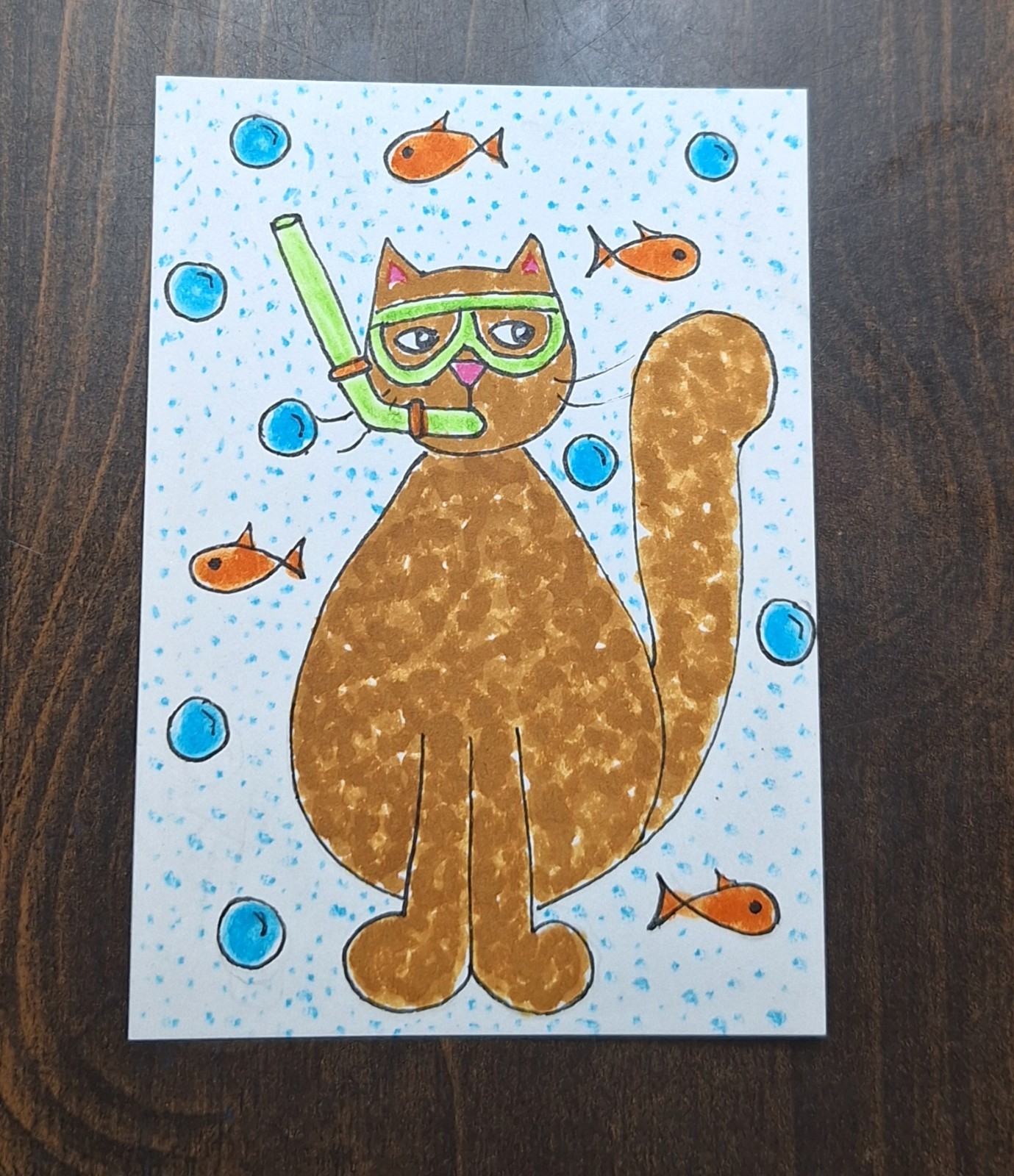 ACEO Original Kitty Cat Miniature Watercolor Painting by Sandrajean Smith