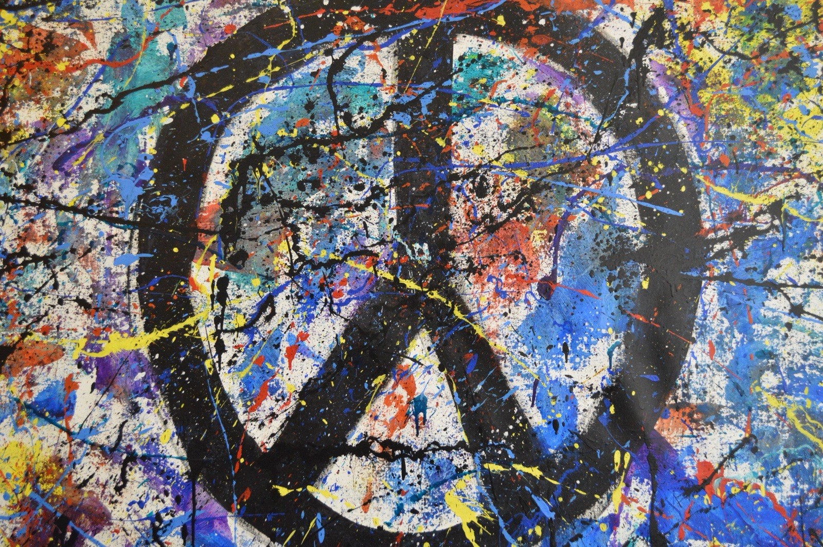 Jackson Pollock Style Giant Canvas Painting 84”X62” (7 Foot) Abstract Modern XL