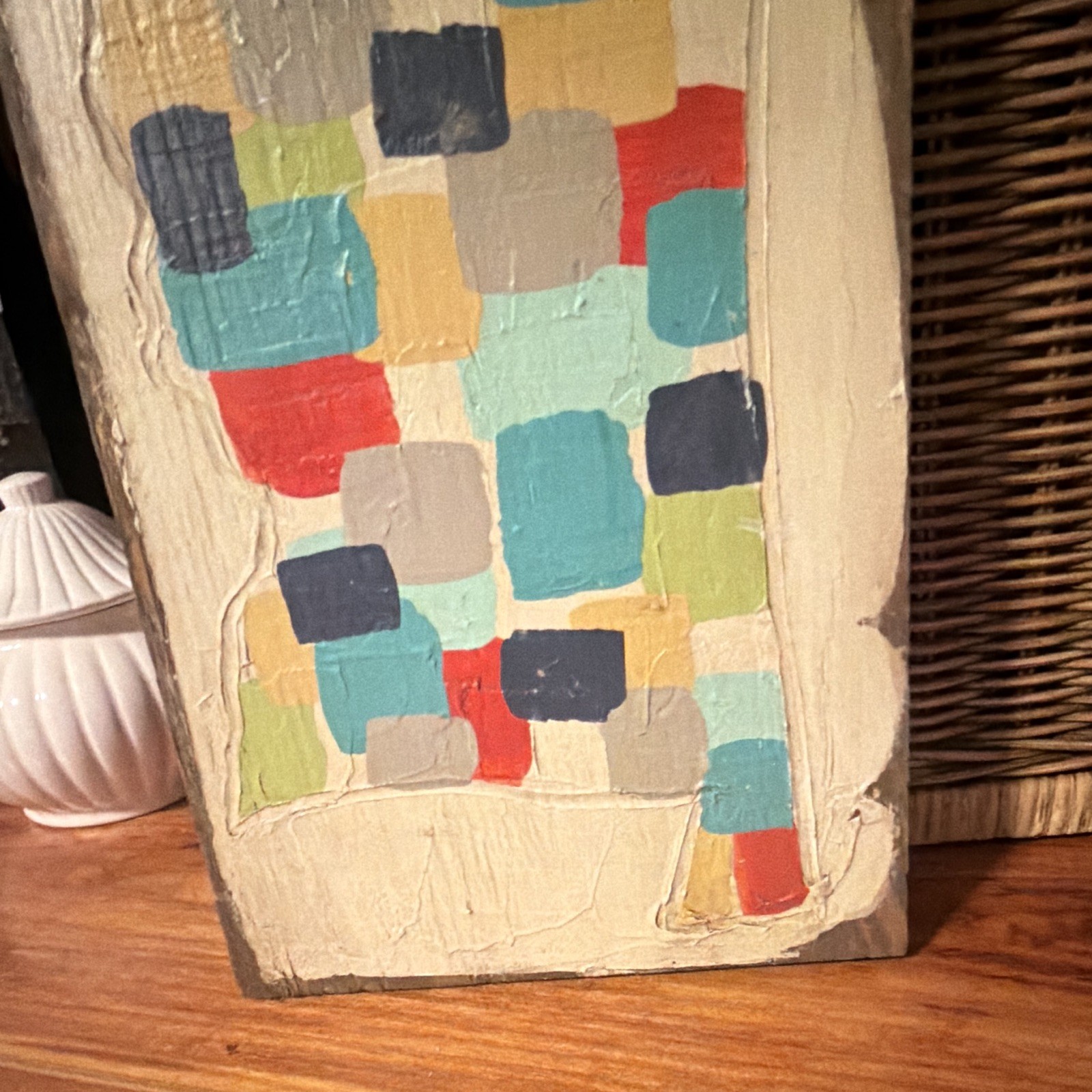 Abstract Geometric Block Painting, Multicolor, Unframed Single Piece