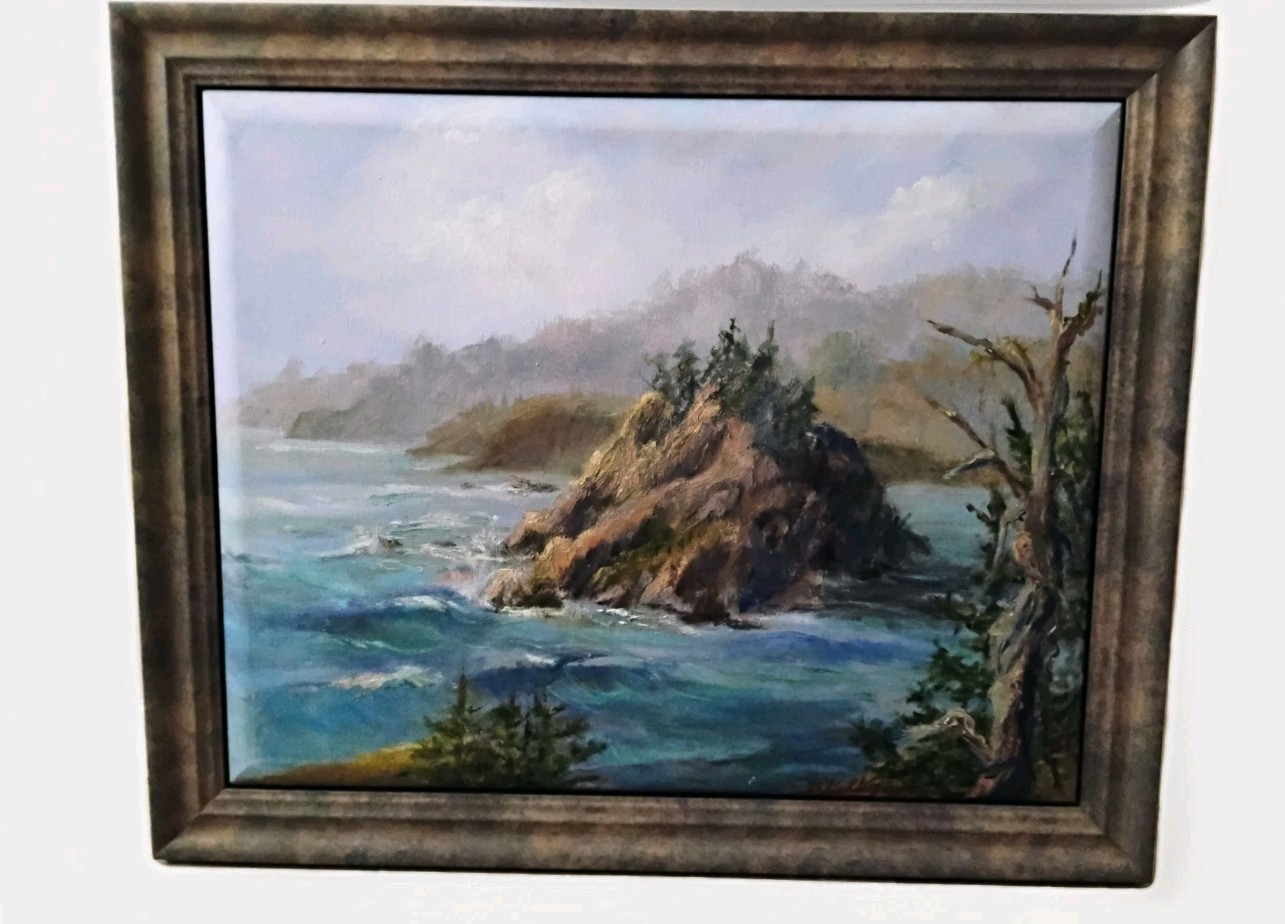 Gallery Quality Original Coastal Oil Painting 23×19 Framed Oregon Coast / Ecola?