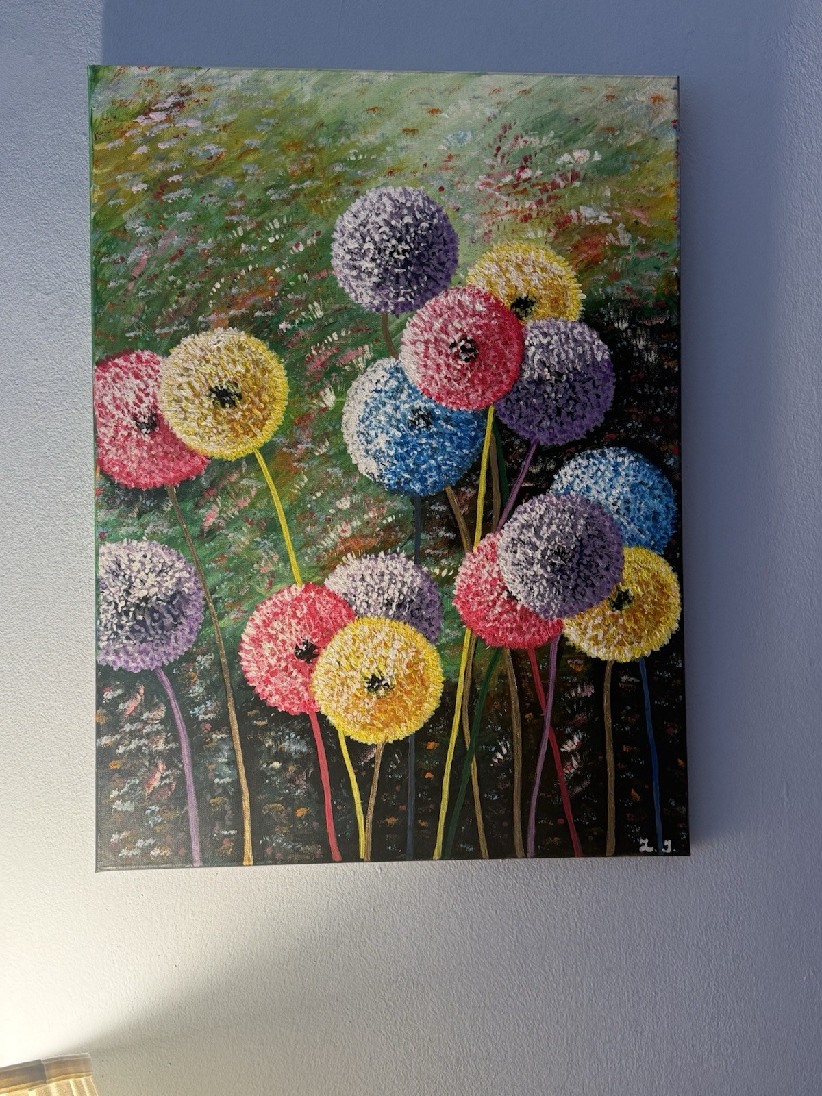“Golden Bloom” — Original Textured Acrylic Painting with Gold Leaf 18×24