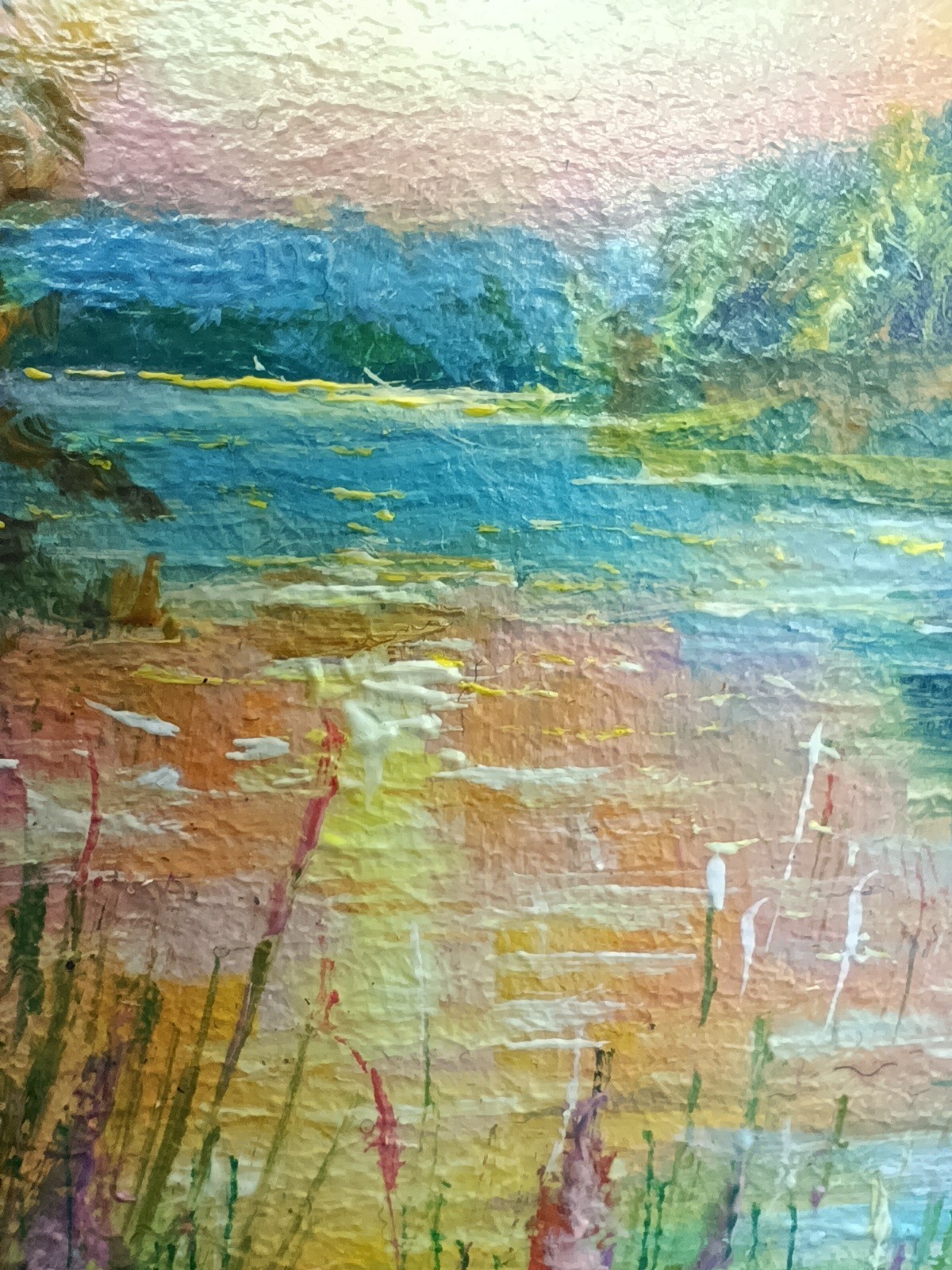 Summer nature Oil painting Original art Country Landscape Flower meadow 4 x 6 in