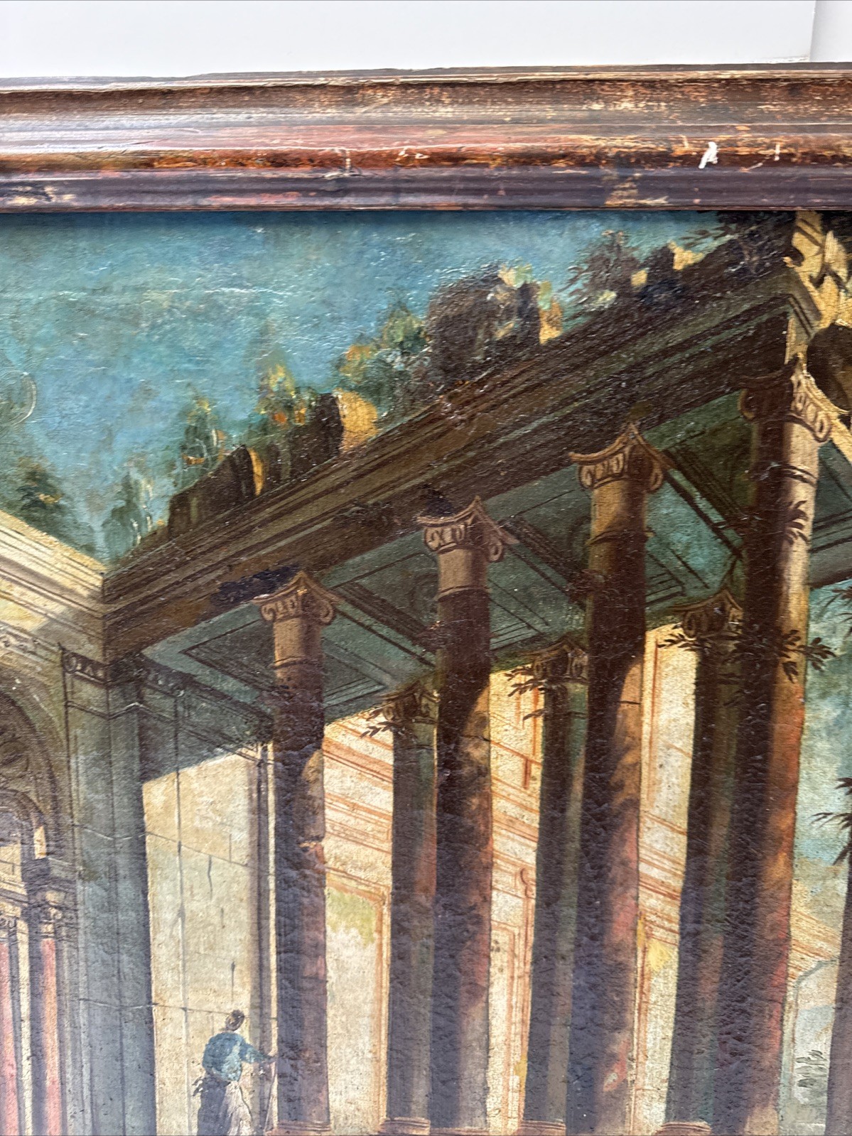 ANTIQUE OLD MASTER PAINTING 17TH TO 18TH CENTURY MYSTERY ARCHITECTURE LANDSCAPE