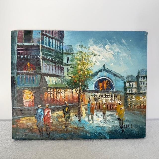 Original Oil Painting Paris Street Scene 8×10 Impressionist Style Signed Canvas