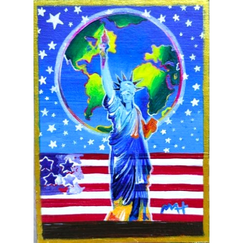 PETER MAX ‘Peace On Earth» signed Beautiful Pop Art Acrylic Hand Painting NEW