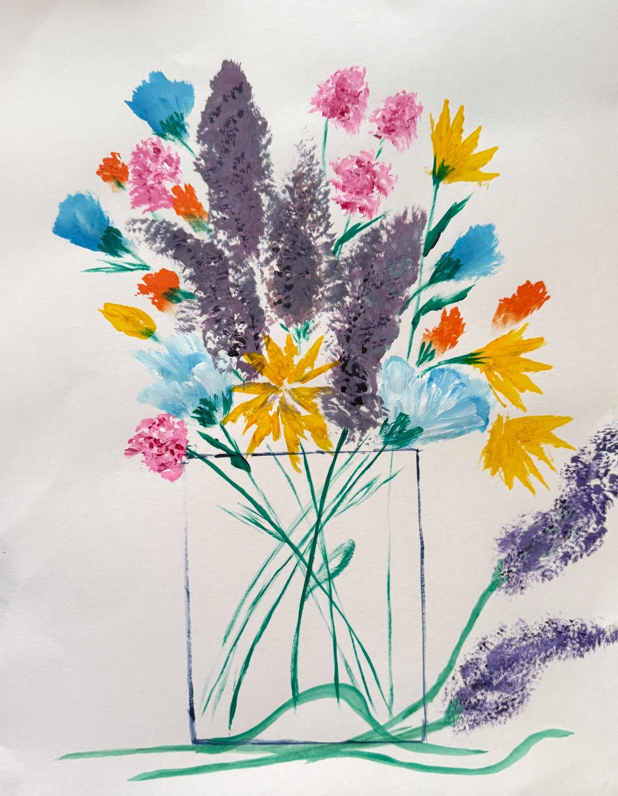 Spring Time Vases 14×11 Original Abstract PAPER Museum Home Painting Artwork
