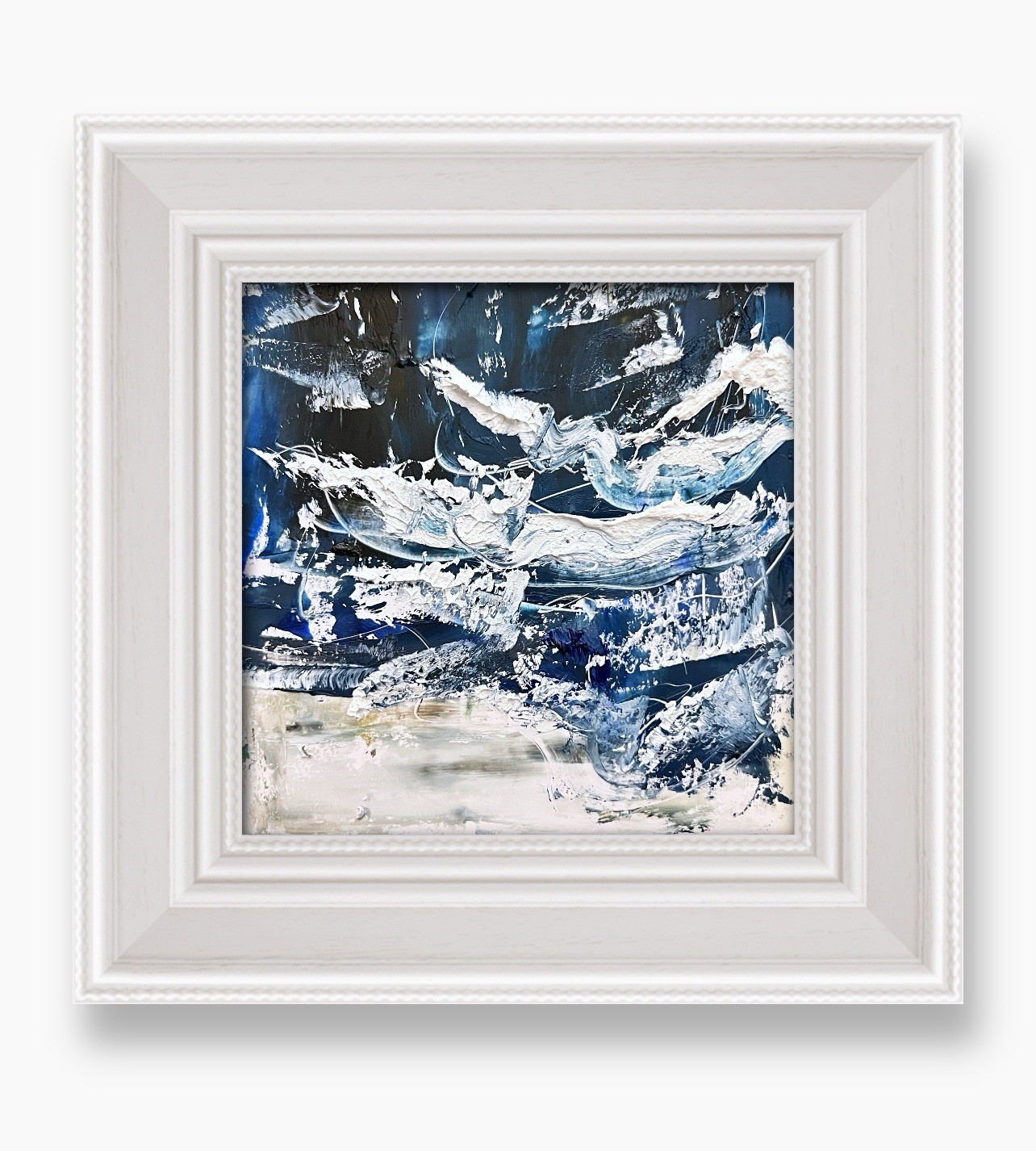 Norway Midnight Coast Framed Art Moody Deep Wave Abstract Sea Storm Wall Decor