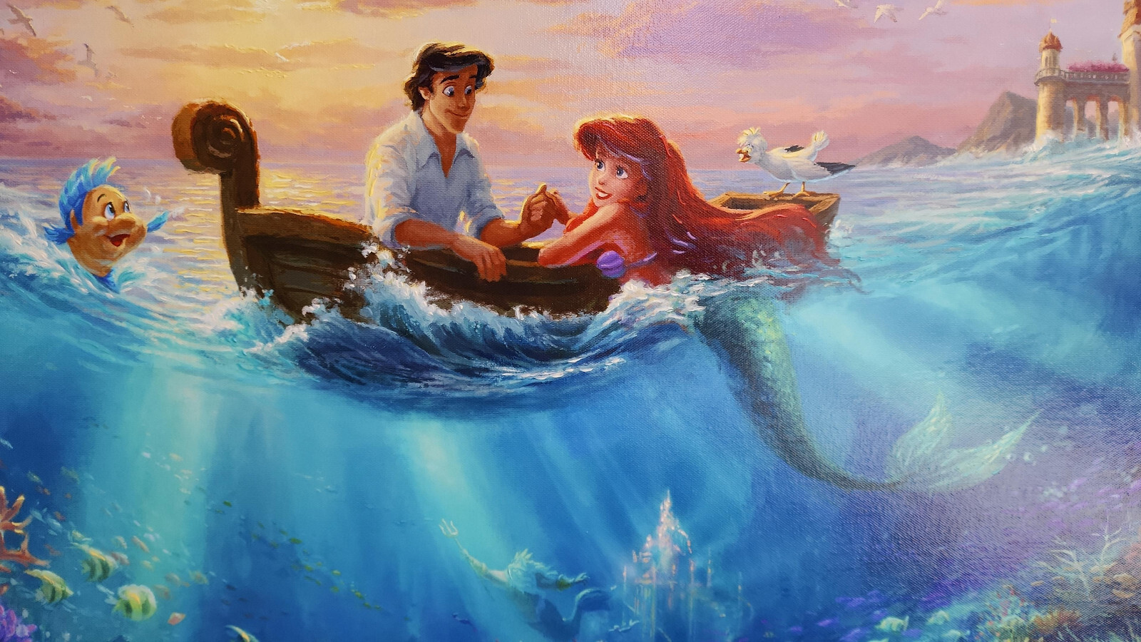 Thomas Kinkade ~ Little Mermaid Falling in Love 24 x 36 Canvas No Cert