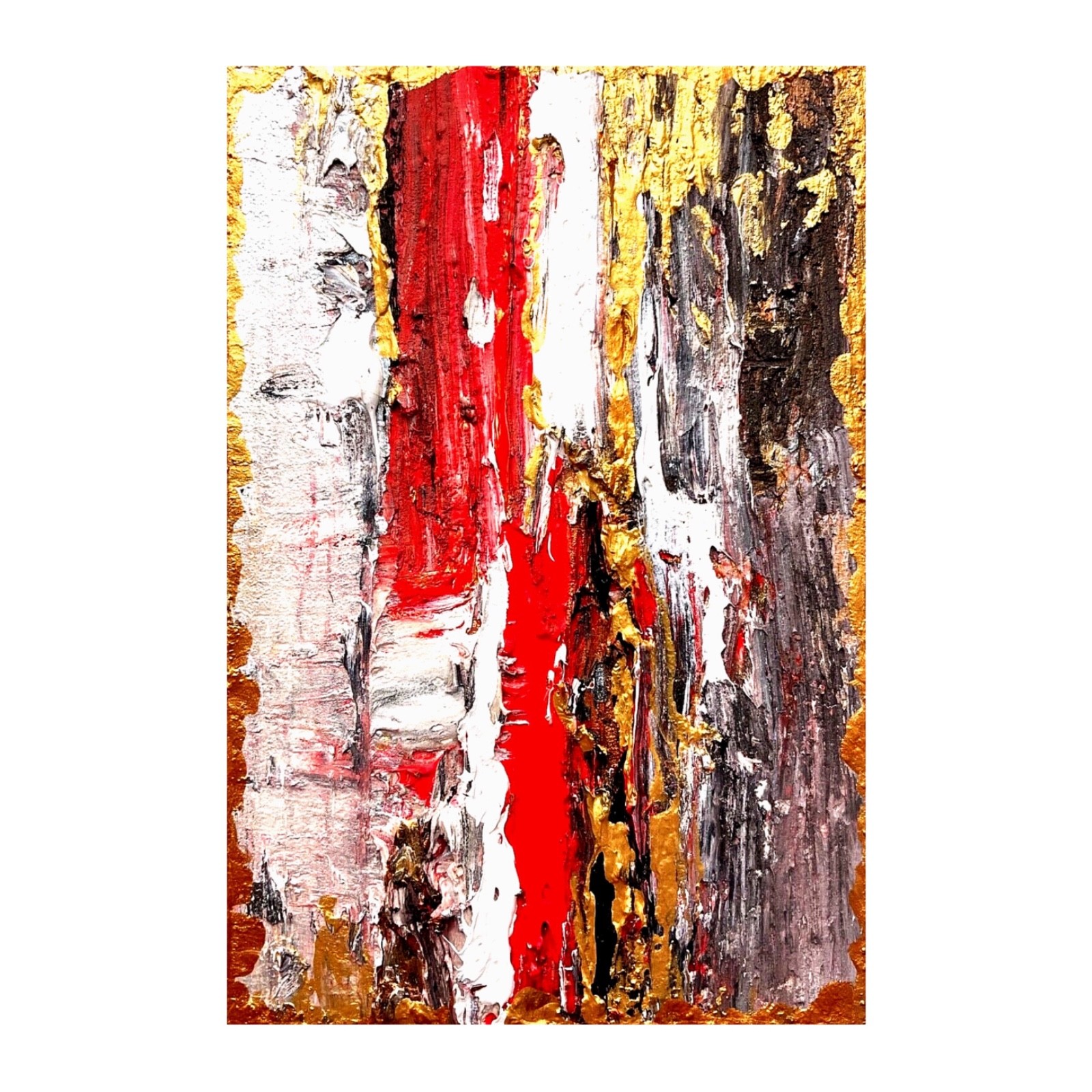 Abstraction 2 Volumetric Textured Impasto Mixed Media Painting 6x 4in Signed