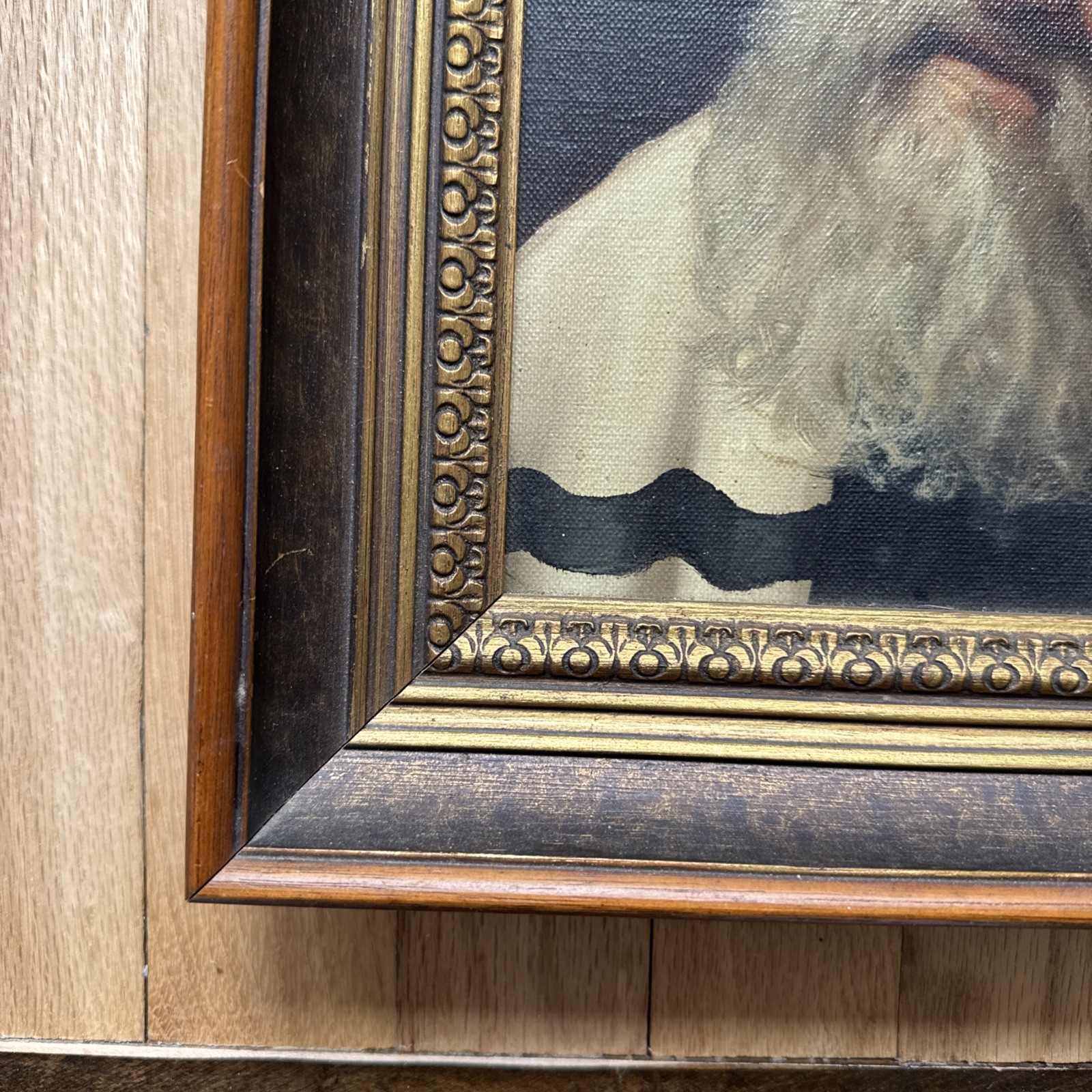 Vintage Oil Painting On Canvas Rabbi Judaica Framed And Signed -A