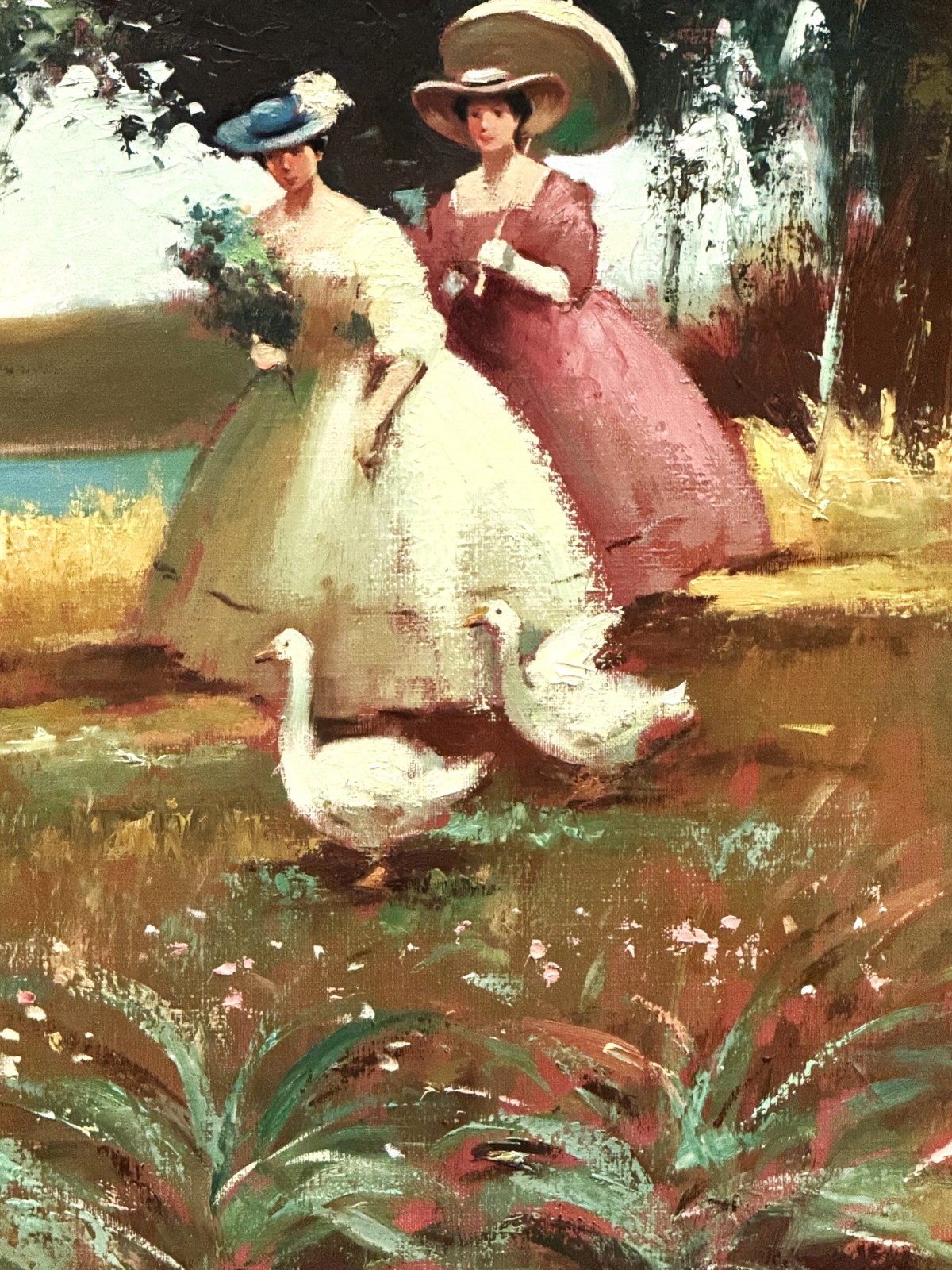Joan Giralt Lerin (Spain/USA), VTG Mid-20th C O/C «Ladies On Promenade», Signed!