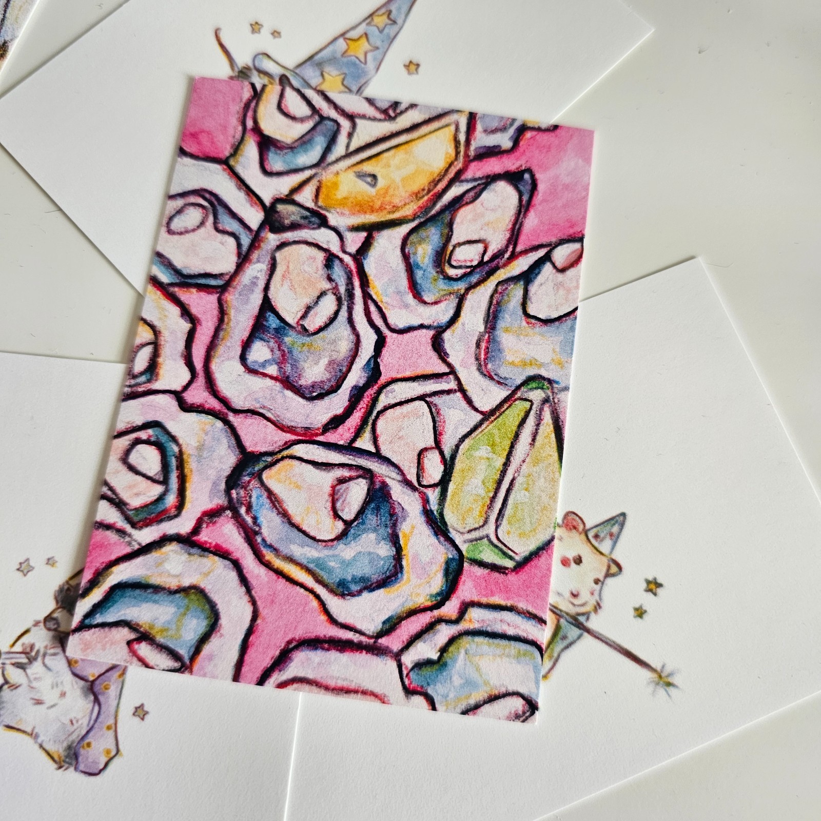 ACEO Print of Oysters Painting in Watercolors Original Art by Colorpaw