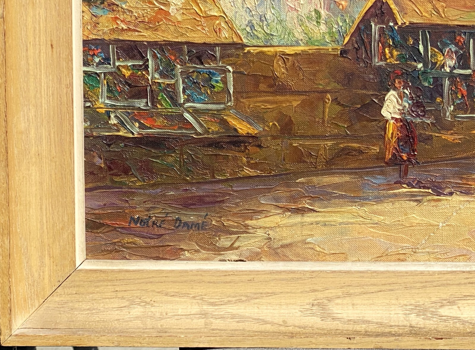 V. Andres (French, 20th C), VTG mid- 20th C Original Textured O/B «Notre Dame»!