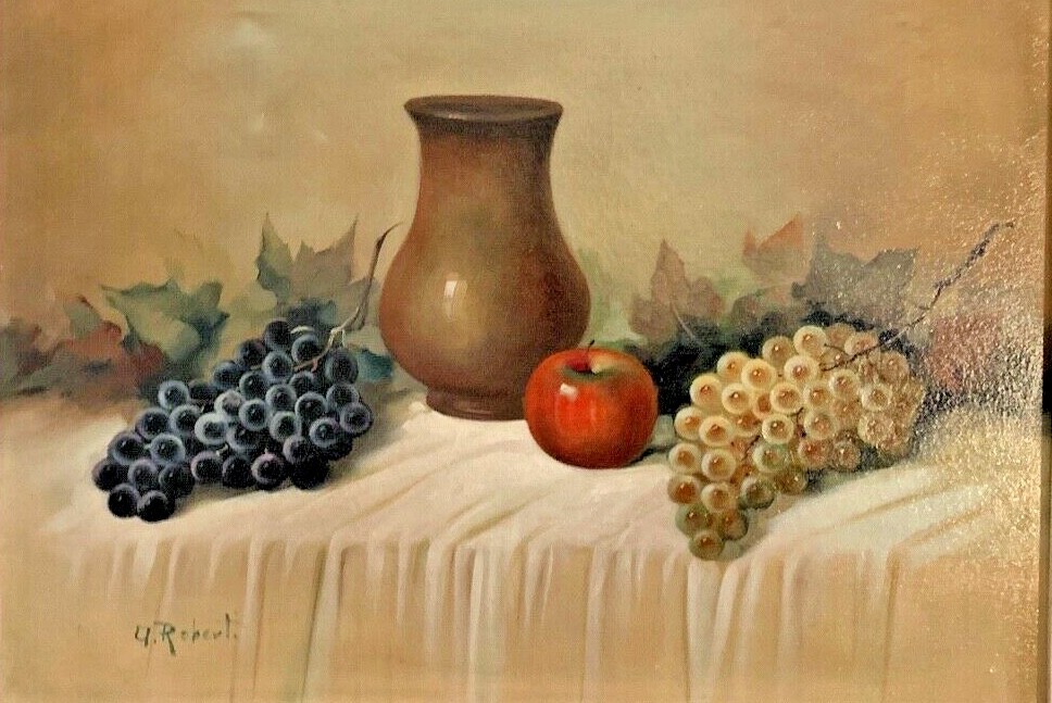 Oil on Canvas ‘Nature Still’ Signed Roberti (Measures 27 5/8×19 11/16in)