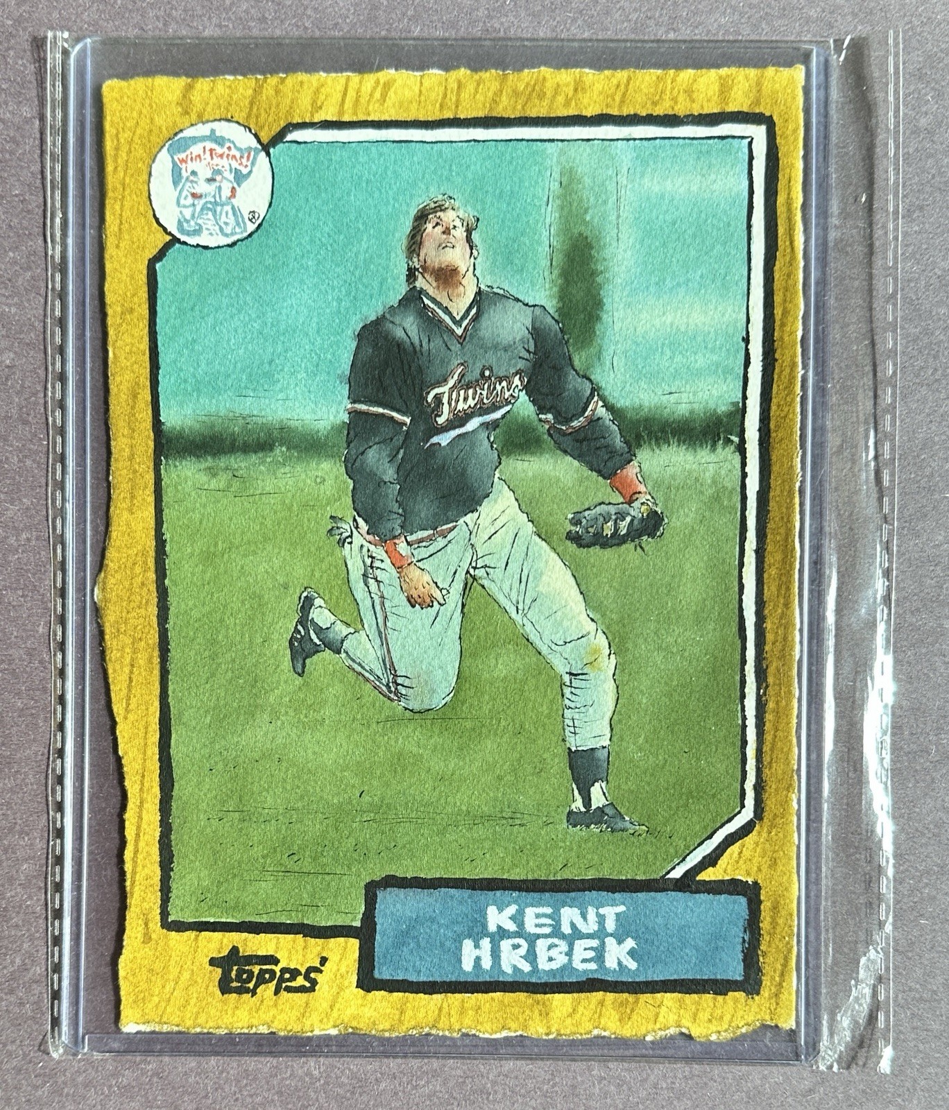 KENT HRBEK 2021 Topps Spotlight Original Painting 1/1 Andy Friedman Signed