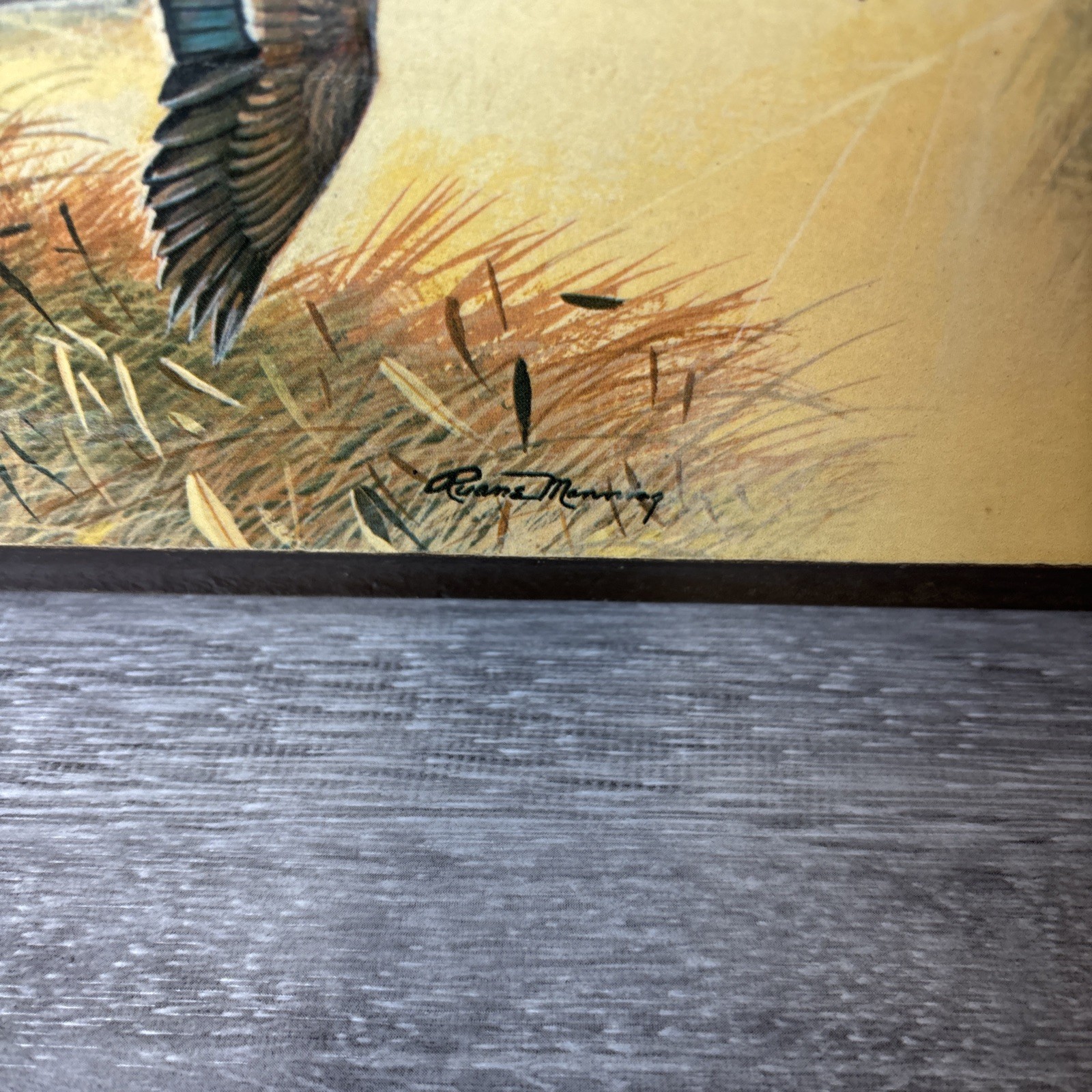 Vintage Ruane Manning Signed Ducks Wood Glazed 12×9 Nature USA 70’s MCM Decor NY