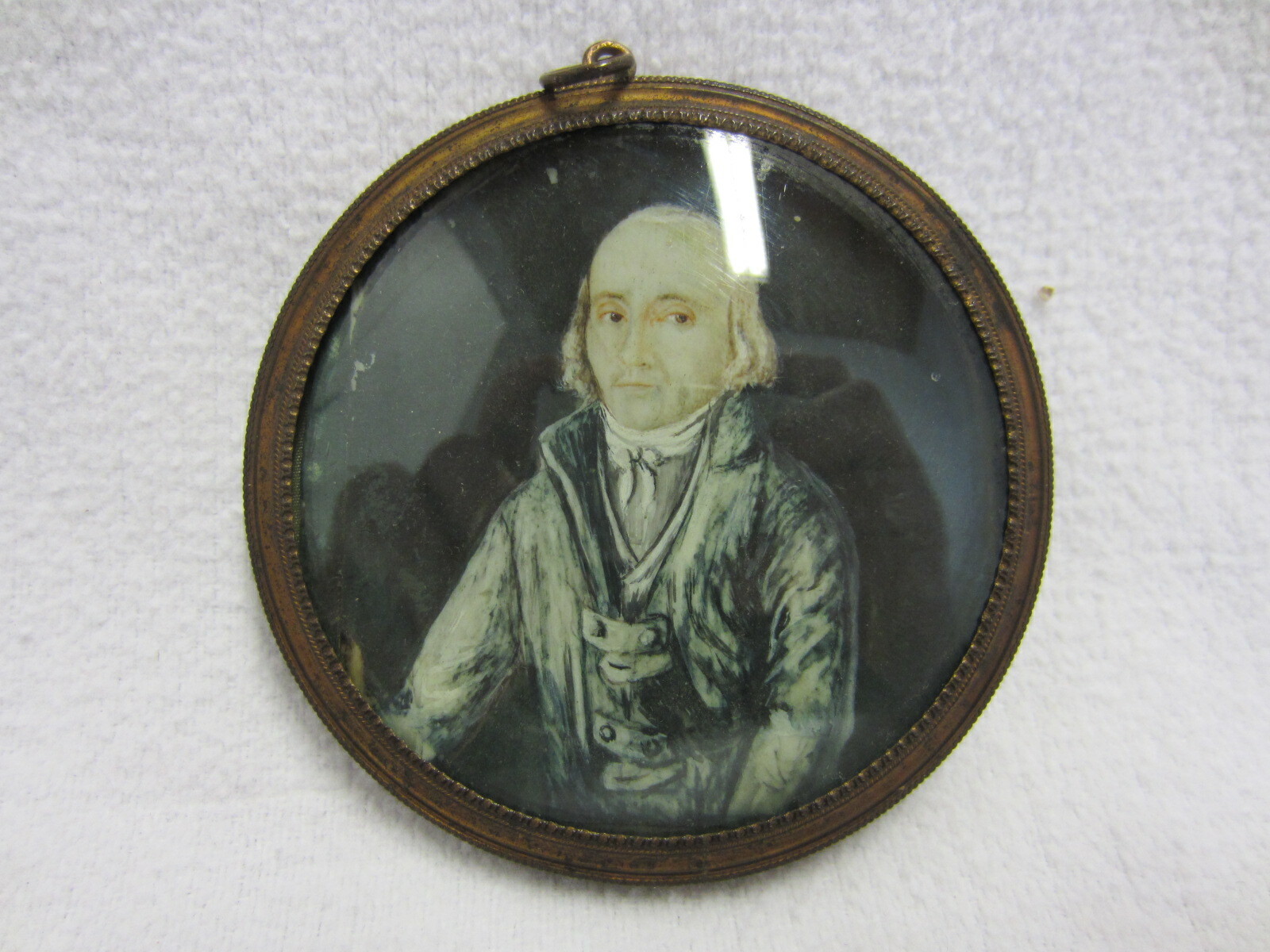 MINIATUR – Herren-Portrait – Biedermeier / Historismus um 1870 – Gouache/Papier