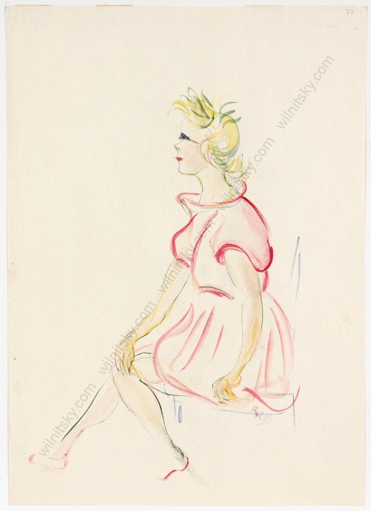 Rudolf Raimund Ballabene (1890-1968) «Study of a Girl», Watercolour, ca.1940 (m)