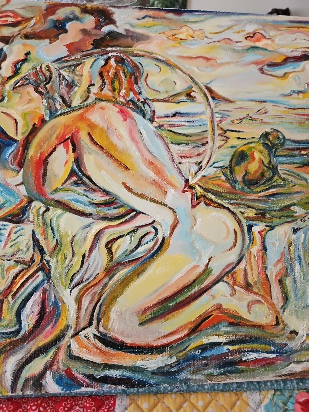 Original VTG 1984 Abstract Art Oil On Linen «The Hook» By Michael B.Stuart