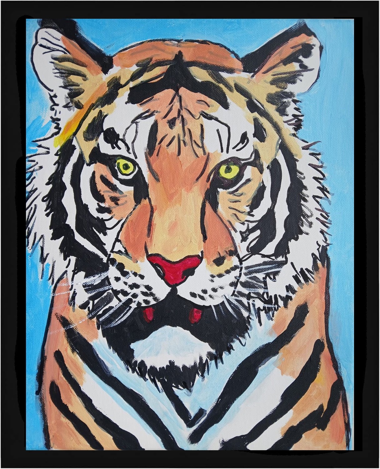 Abstract/Expressionism 11×14 Tiger Head One of a Kind Colorful Acrylic Painting