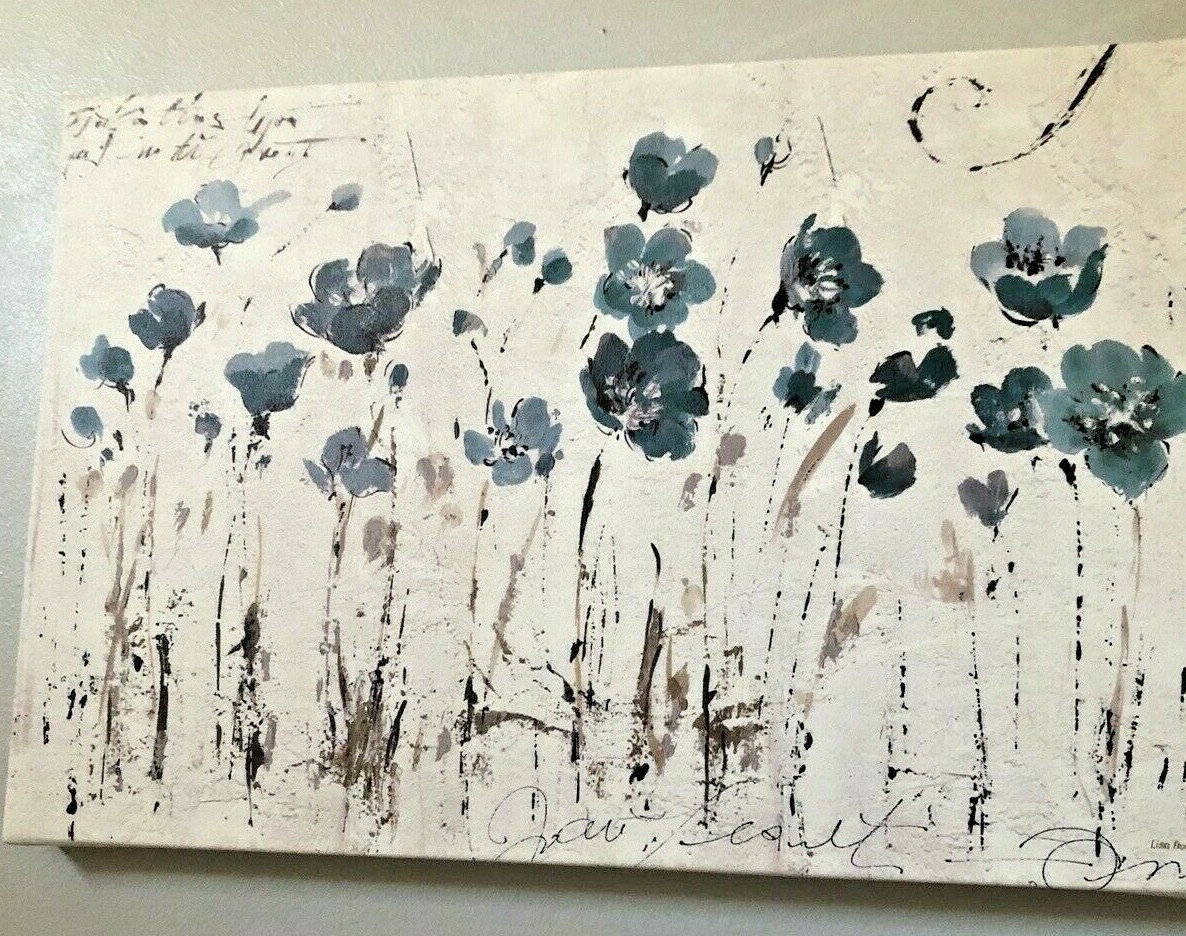 Blue & Navy Flowers Picture Wall Art Abstract Balance VI Blue16″H x 24″W x 2 D
