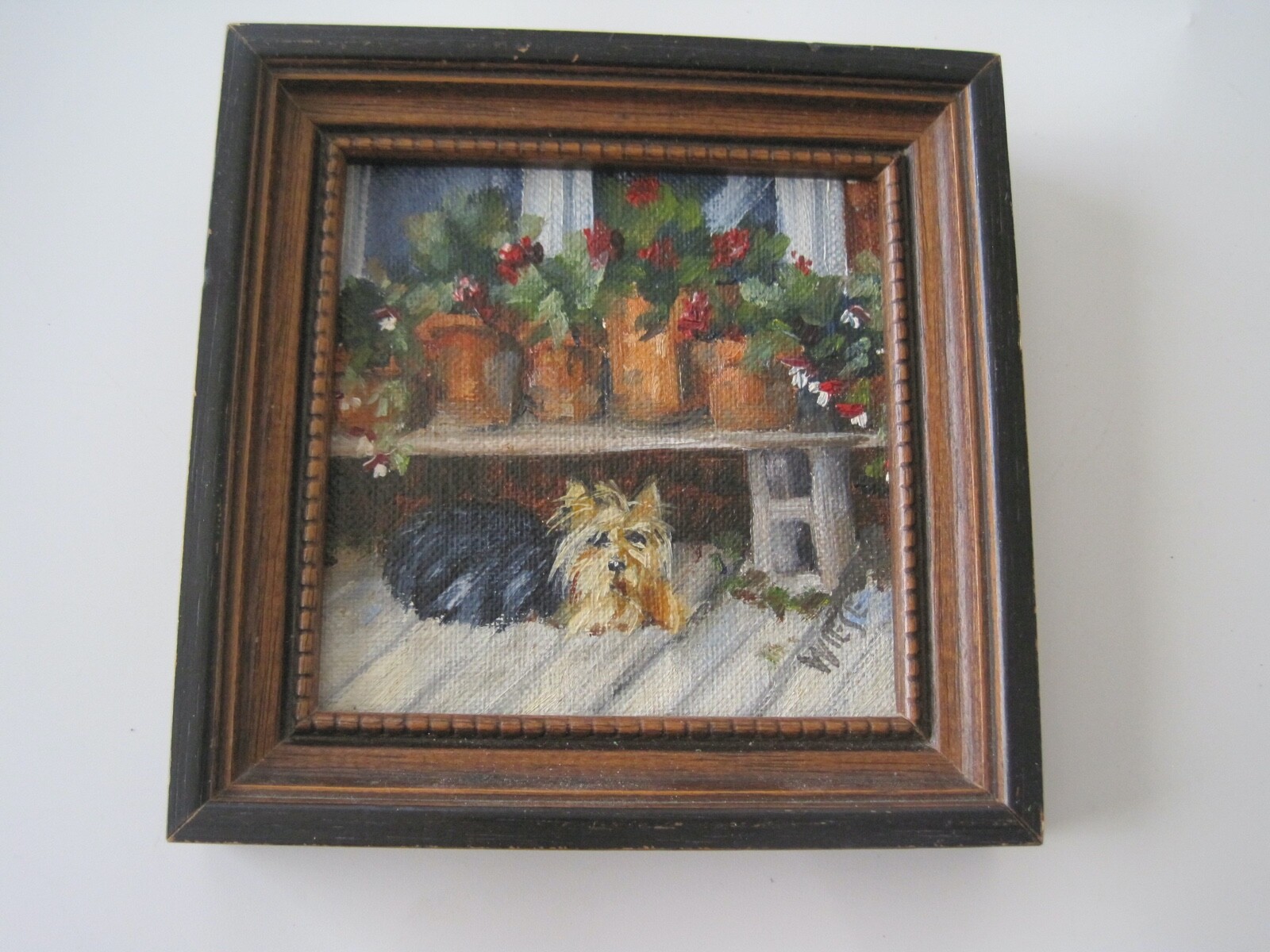 Just Waiting Painting By Marilynn Wiese 5″ Square W/ Frame