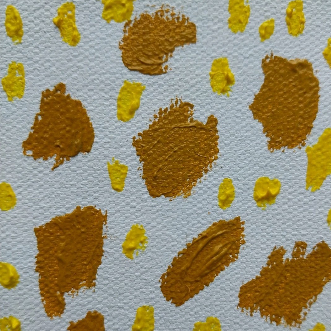 Original ABSTRACT Oil Painting ACEO 3.5×2.5 Canvas BROWN YELLOW Mini Art